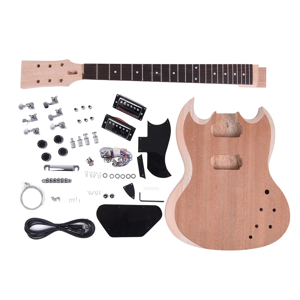

HOT!DIY inacabado Kit Guitarra Eletrica Mahogany Corpo Pescoco Rosewood Fingerboard de Alta Qualidade Liga Niquel Cordas