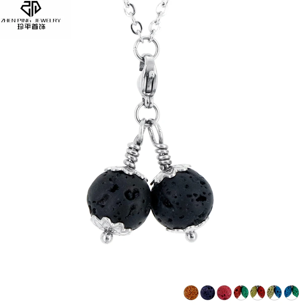

Round Volcanic Rock Necklace Essential Oil Diffuser Pendant Women DIY Charms Natural Stone Lava Beads Necklaces