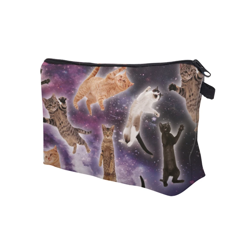 DAOXI 3D الطباعة التجميل أكياس الحيوان القطط النساء متعة المنظم مخزن للمكياج هدية للبنات