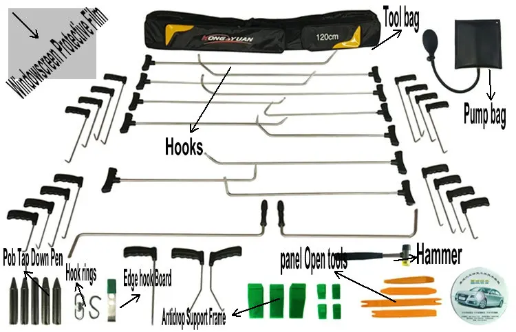 PDR Крюк Инструменты вмятин комплекты для снятия толкателя автомобиля лом насос Клин безболезненные вмятин ремонтные инструменты PDR комплекты Ding град Съемник Набор