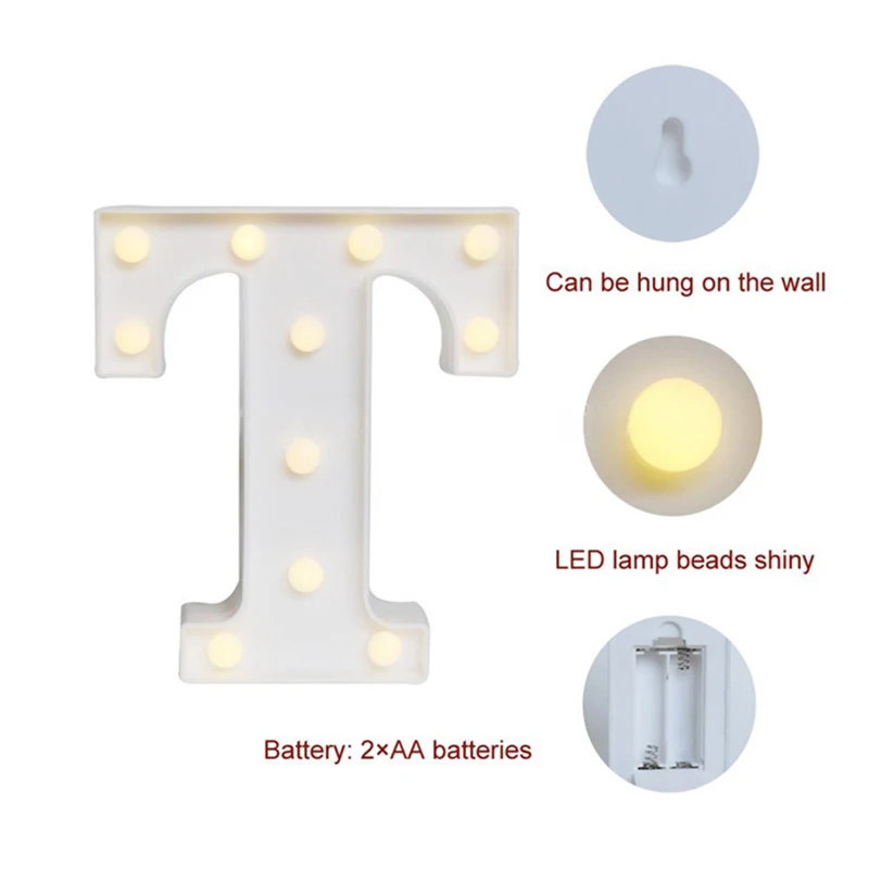 DIY белый светодиодный ночник с буквенным принтом, креативный Английский алфавит, номер батареи, лампа для романтической свадебной вечеринки, Рождества, домашнего декора стен