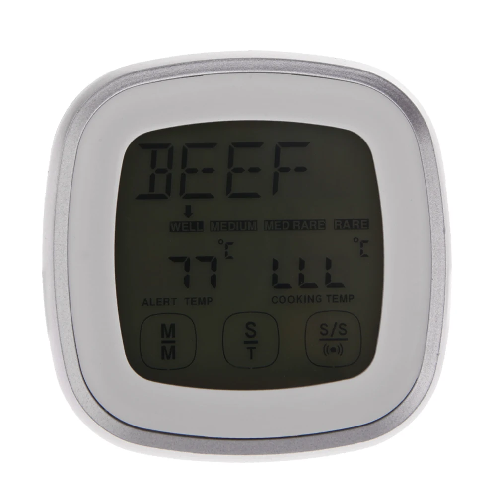 Цифровой термометр с сенсорным экраном и ЖК-дисплеем для приготовления пищи, термометр с таймером, Кухонный Термометр для барбекю - Цвет: as shown