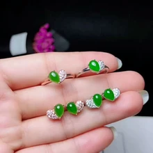 MeiBaPJ классический натуральный нефрит комплект ювелирных изделий из драгоценных камней стерлингового серебра 925 3 Siut Fine Jewelry для женщин