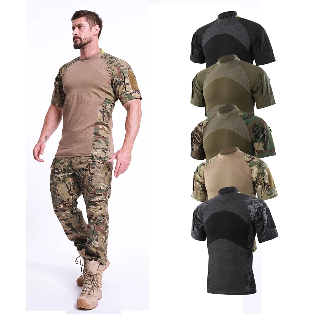 

Sports Men Tactical Shirts Hunting T-Shirt Short Sleeve Hiking T Shirts Hunting Base Layers Combat Shirt Camo Shirt Clothing Men