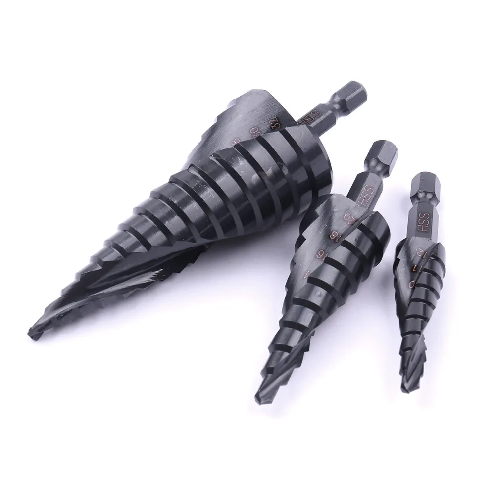 Hot 1PC HSS Spiral Groove Step Drill Bit 4-12/20/32mm Hex Shank Nitriding Straight Flute Core Drill Bit For Metal Drilling Tool Hot 1PC HSS Spiral Groove Step Drill Bit 4-12/20/32mm Hex Shank Nitriding Straight Flute Core Drill Bit For Metal Drilling Tool