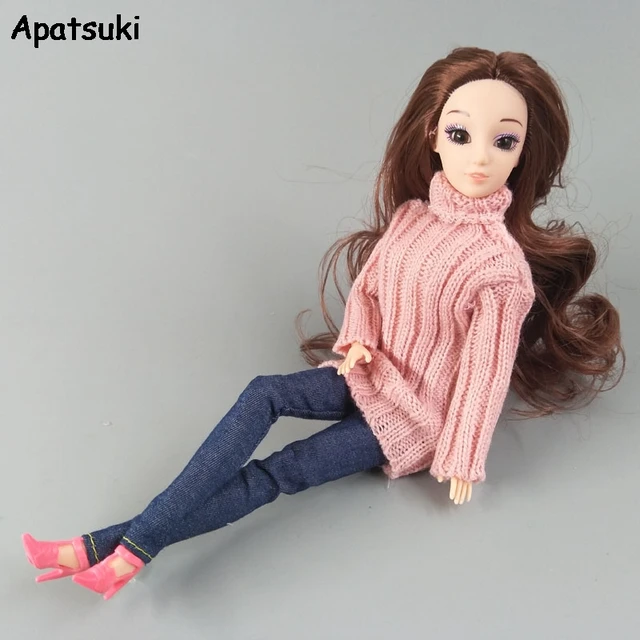 Roupa em crochê para boneca Barbie - conjunto de calça e blusa na cor Rosa  antigo.