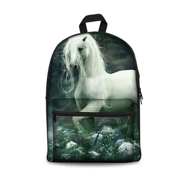 

2019 Cute Horse Fashion Women's Canvas Backpack School bag For Girls Boys Ladies Teenagers Daily Travel bags Schoolbag Backpack