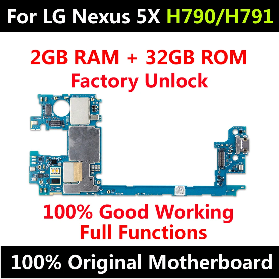 Новое поступление материнской платы для LG Nexus 5X H790 h791 32 Гб Заводская разблокированная оригинальная материнская плата Android OS установленная Хорошая рабочая