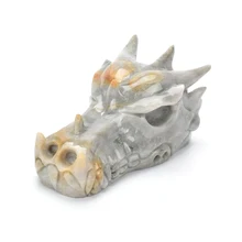 

5 '' Gemstone Skull Sculpture Dragon Head Skull Natural Agate Carved Crystal Healing Dragon Skull Realistic Statue Home Decor