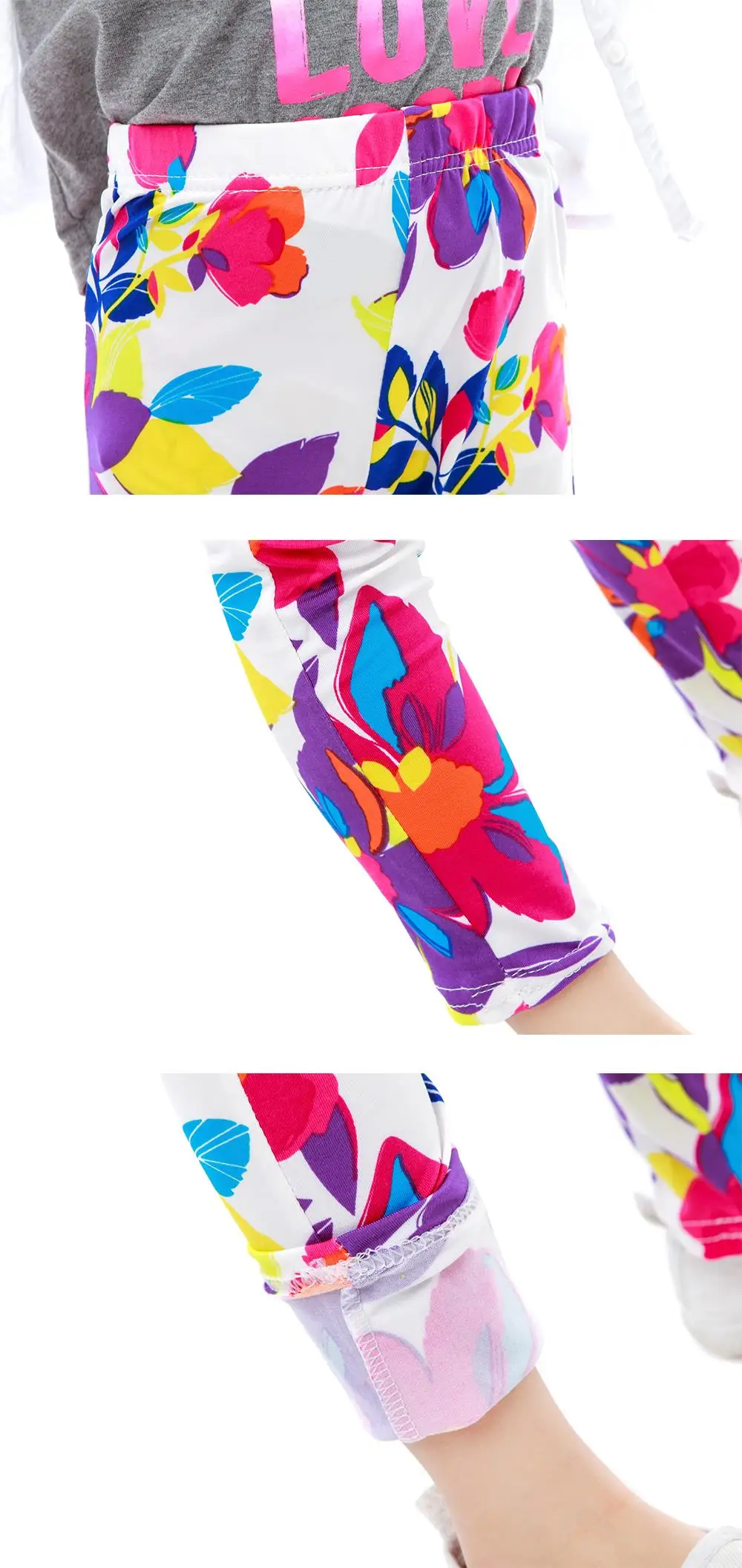 3 шт., SLAIXIU леггинсы для девочек цветочные леггинсы с принтом Леггинсы до щиколотки для малышей узкие брюки для маленьких девочек детские штаны