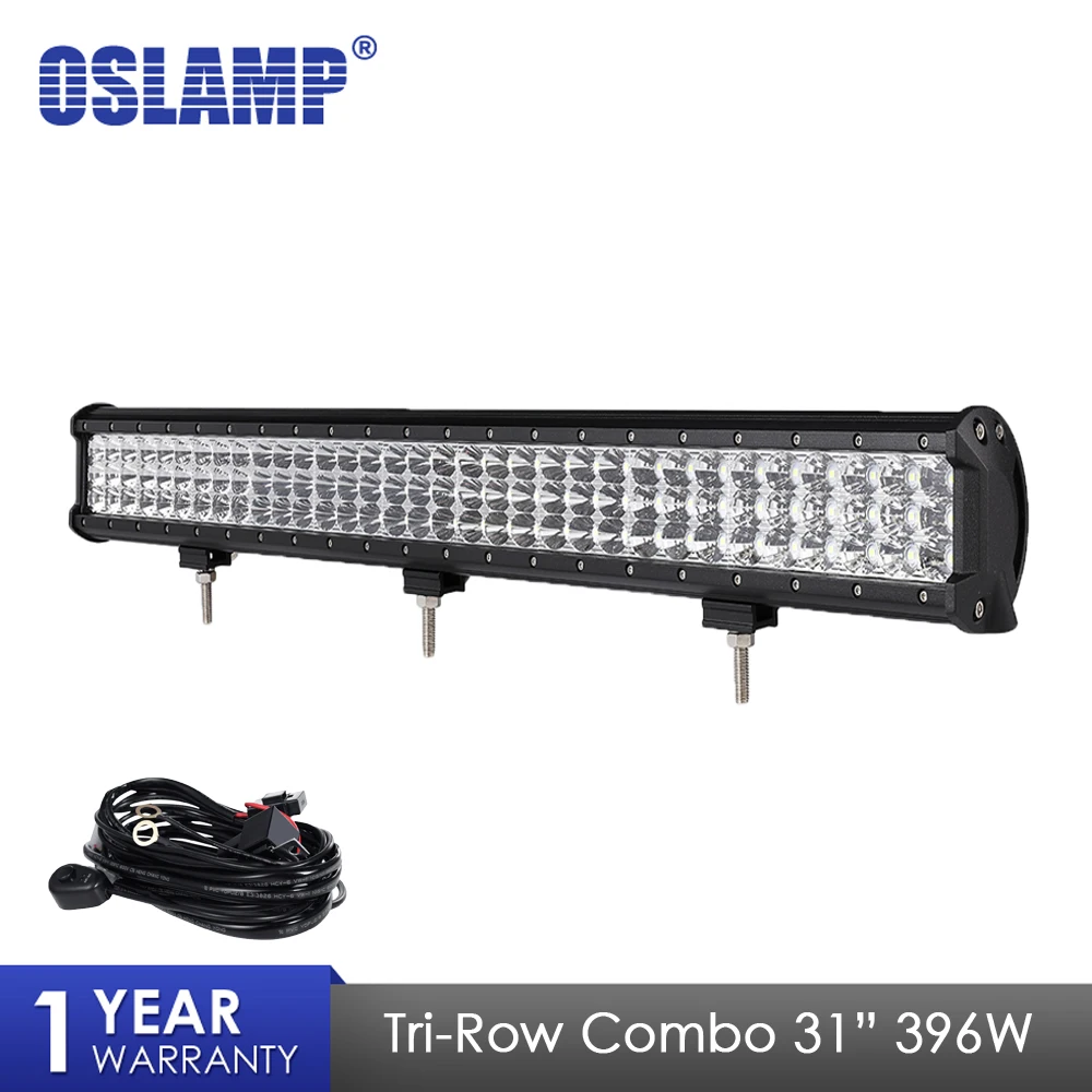 

Oslamp 31" 396W Work Light Tri-Row LED Light Bar Combo Beam Led Bar For 4x4 Truck ATV Trailer Car Offroad Driving Light 12V 24V