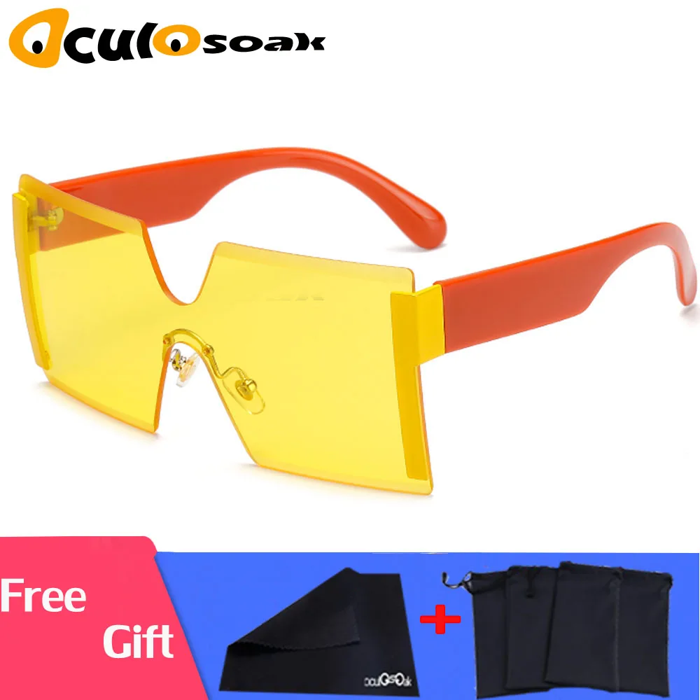 2019 Square Oversized Sunglasses Women Fashion Rimless Sun Glasses Lady Brand Designer Vintage Shades Gafas Oculos de sol UV400
