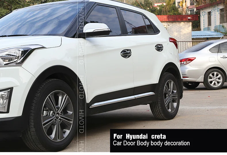 Hivotd Для хендай крета Hyundai creta ix25 аксесуары для машины двери Кузова украшения полосы Накладка чехлы ABS хромированные Стиль авто внешней украшения для укладки купить 1 комплект отправить небольшой подарок