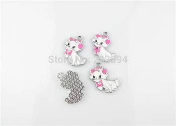 

AE05 50Pcs Mixed Silver Tone Enamel Cat Charms Pendants Jewelry DIY Jewelry Findings 26x18mm