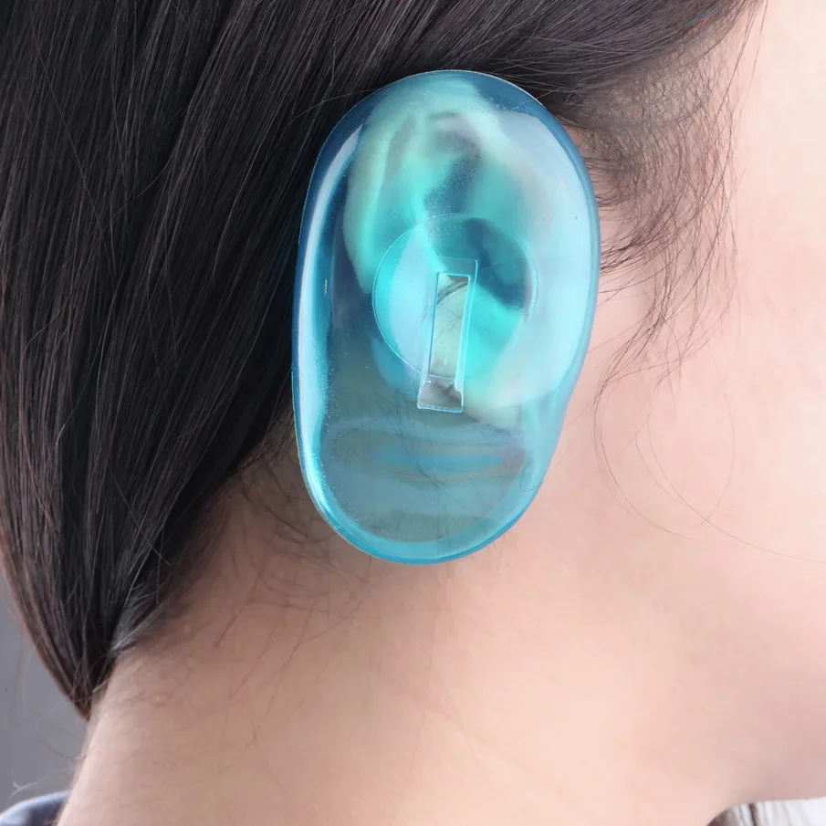 1 пара Универсальный прозрачный силиконовый чехол уха краска для волос щит защита салон Цвет Синий Новый защитить уши от красителя