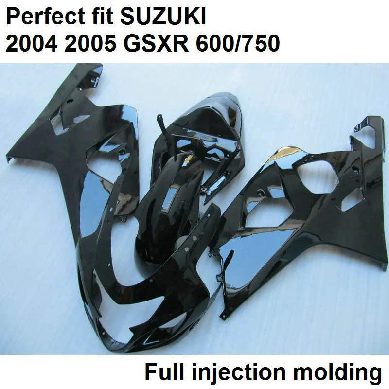 Обтекатели для литья под давлением Suzuki GSXR600/750 K5 2004 2005 глянцевый черный комплект