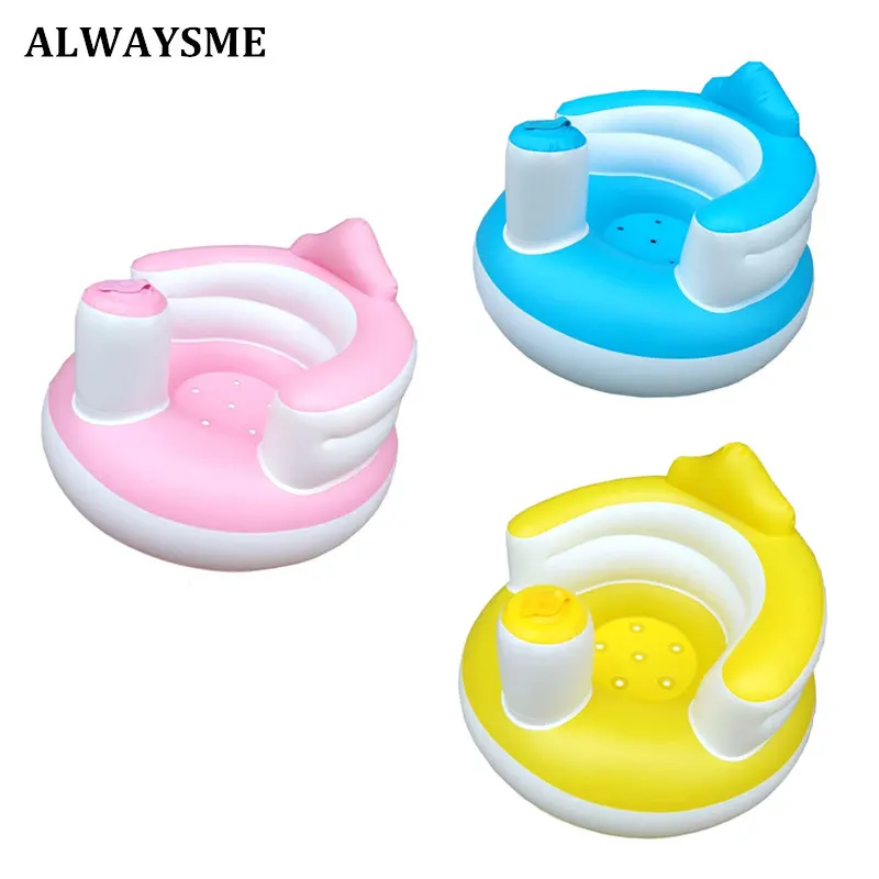

ALWAYSME New Good Inflatable Baby Chair Portable Seats Sofa Infant Dining Lunch Chair Seat Feeding Chair Stretch Wrap Baby Sofa