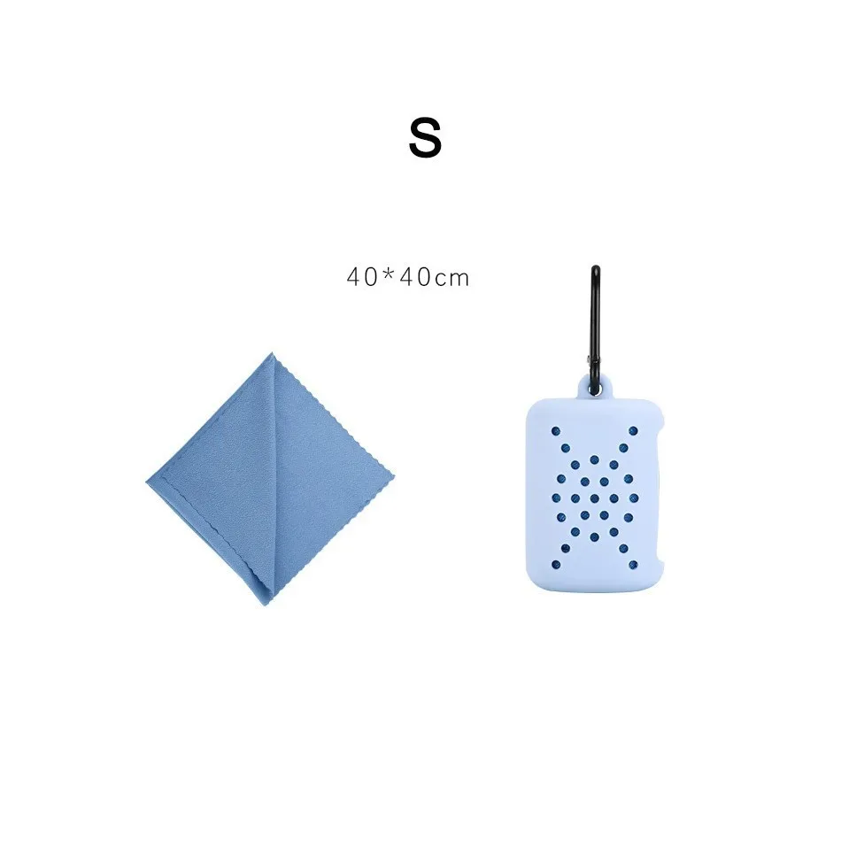 Стоящее Походное портативное быстросохнущее спортивное полотенце с холодным льдом, силиконовый чехол, инструменты для бега, йоги, путешествий - Цвет: S Blue