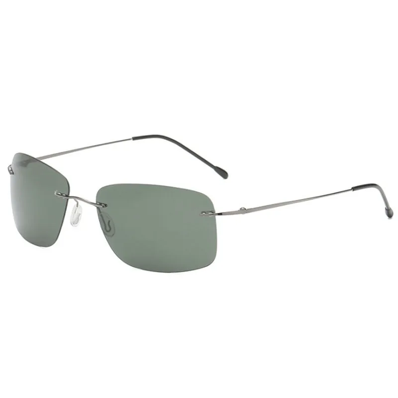Новое поступление Чистый титановый квадратный бескаркасные поляризационные мужские солнцезащитные очки модные ультралегкие нежные солнцезащитные очки для вождения