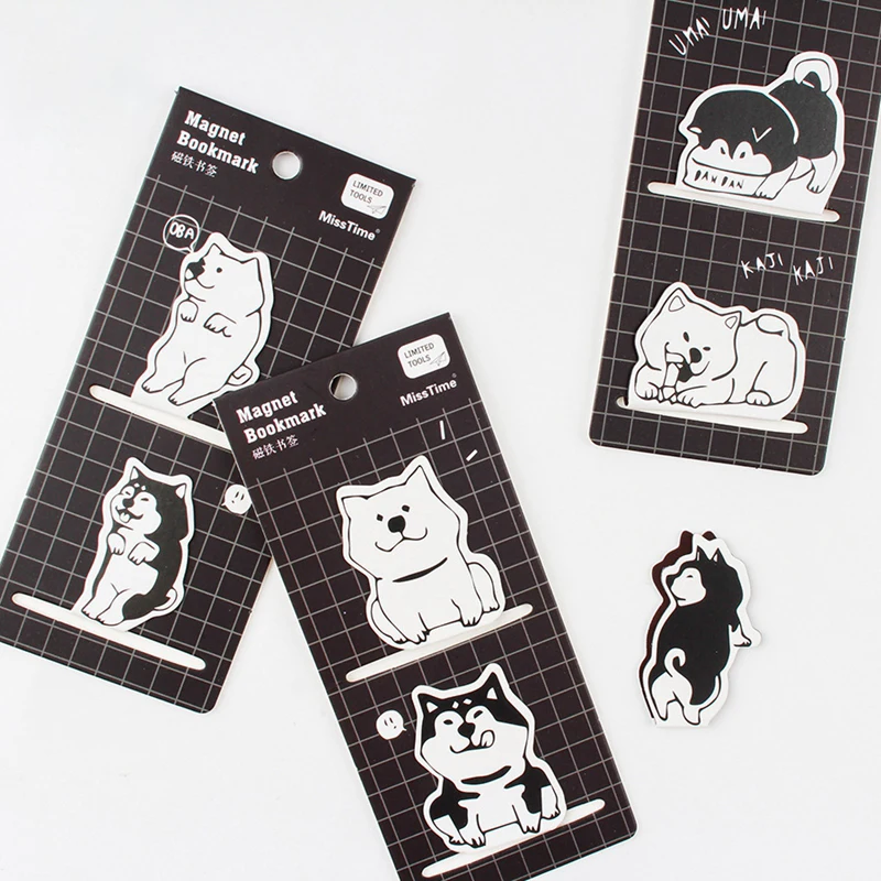 

2Pcs/pack Cute Dog Shiba Inu Magnetic Bookmarks Books Marker of Page Student Stationery School Office Supply