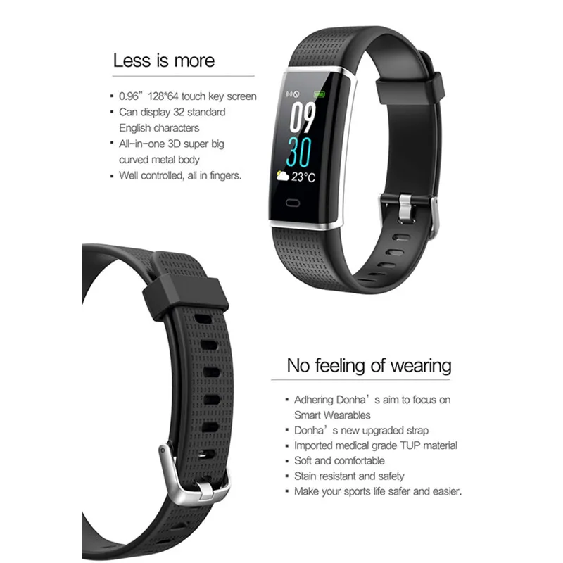 Напульсники Smart Band ID130C с монитор сердечного ритма Фитнес браслет IP67