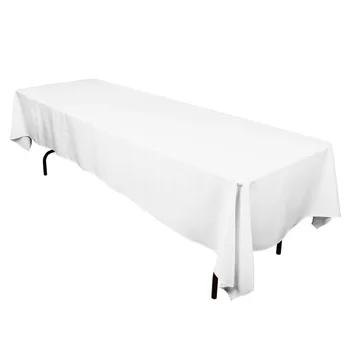 

HK DHL Stain Feel 220*330cm Polyester Rectangle Tablecloth White for Wedding, 5/Pack