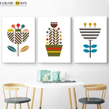 

COLORMOON Geometric Flowers Nordic Poster Wall Art Print Canvas Painting Posters And Prints Wall Pictures for Living Room Decor