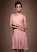 A-Line Mini One-Shoulder Pink Bridesmaid Dresses 2016 New Popular Wedding Party Dress