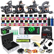 Top Beginner Complete Tattoo kit USA Color Ink 4 Machine Guns Power supply Needle Grip Tip in Box D3020 Top Beginner Complete Tattoo kit USA Color Ink 4 Machine Guns Power supply Needle Grip Tip in Box D3020