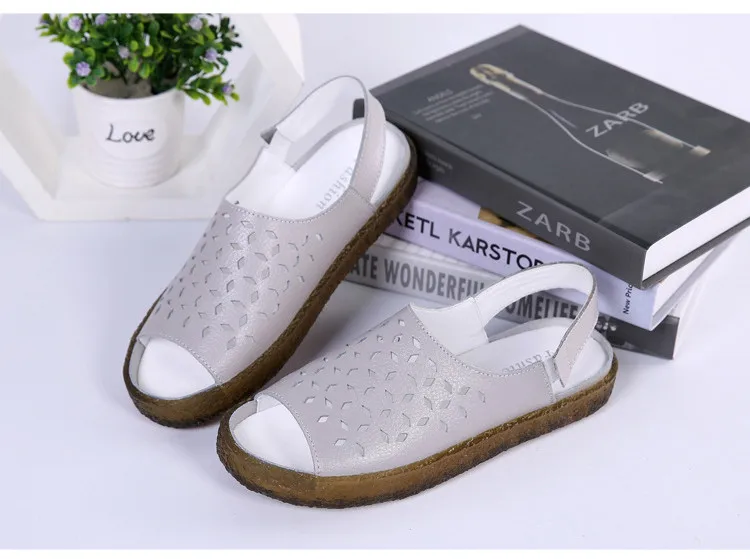 QJ Y035-Fashion 2019 Fisherman Shoes Women Cut Outs Genuine Leather Woman Summer Sandals-3
