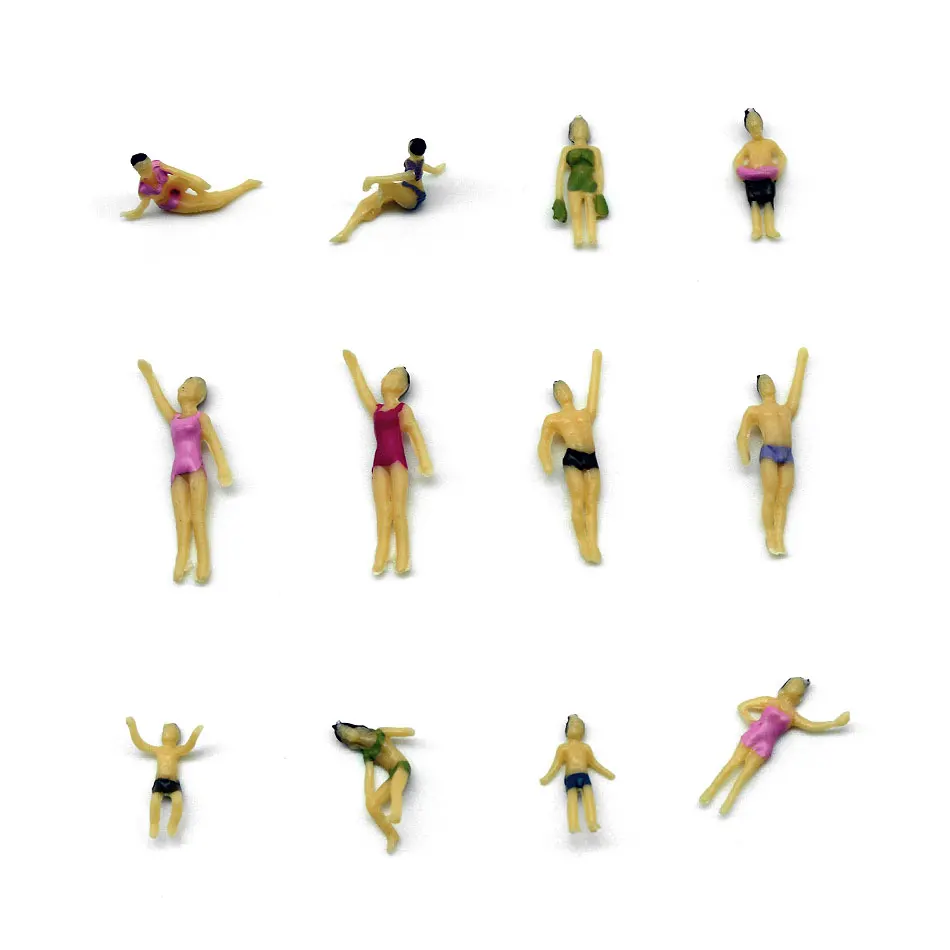 harayaa 40 Piezas de Plástico HO Pintado 1/100 Figuras Miniaturas Paisaje de Nadador 