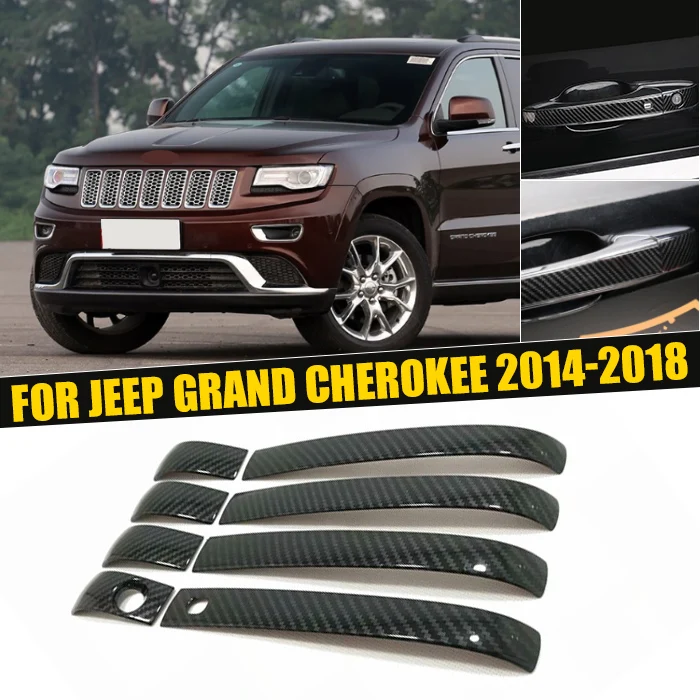 Pcmos nuevo manijas de puerta Exterior 8 piezas ABS de fibra de carbono partes de Exterior para Jeep Grand cheroki 2014- 2015-2016-2017-2018
