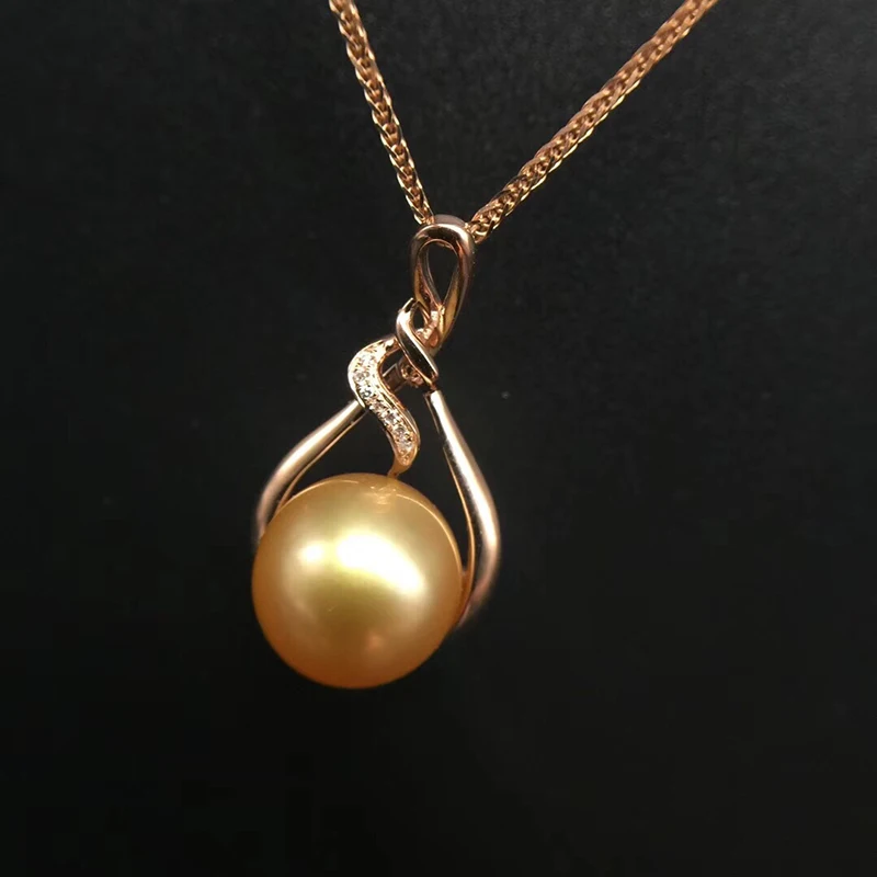 Sinya 18K Gold Real diamond pendant with southsea gold pearl fine necklace choker include au750 gold chains high quality  (4)
