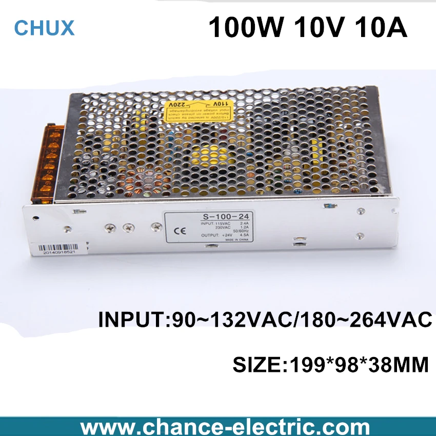 

ac dc Switching Power Supply single output 100W 10V for LED light (S-100W-10) Free Shipping