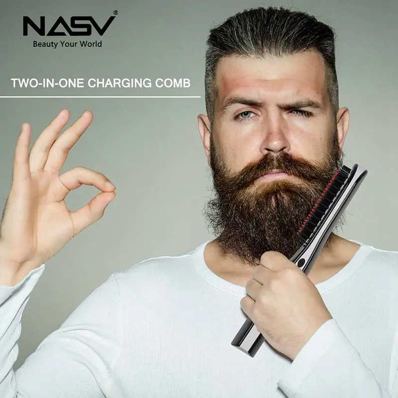 Мини-выпрямитель для бороды, USB перезаряжаемая портативная беспроводная щетка для выпрямления волос и бороды, стильный аксессуар для путешествий