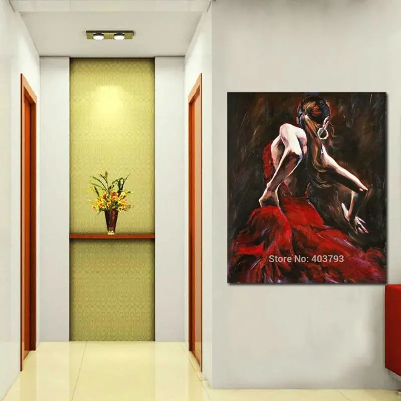 

Handcraft Portrait oil painting on canvas(No stretch) Spanish Flamenco Dancer Unique Gift Home Decoration