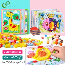 Креативные бумажные наклейки с помпонами для маленьких детей, детские развивающие игрушки ручной работы, Мультяшные пазлы, игрушки GYH