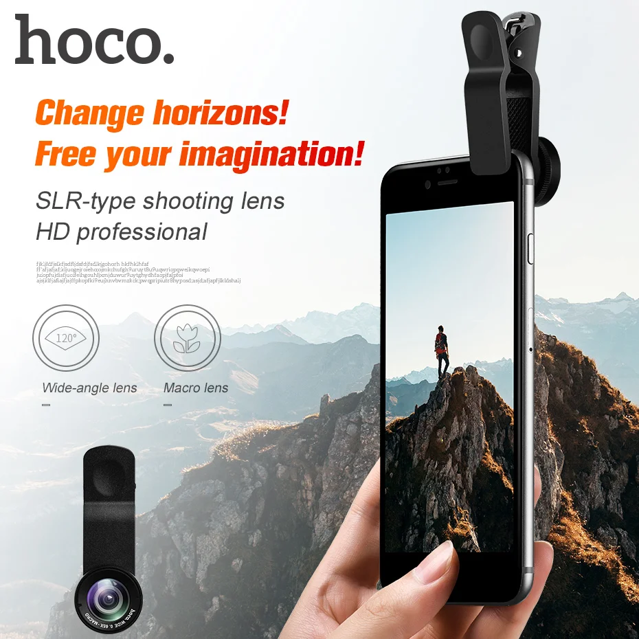 Buy HOCO Cell Phones Camera Lens Clip 2 in 1 Kit Wide Angle 0.65 Macro Zoom 10X