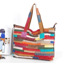 Xmas gift for mom Women Leather Handbags Shoulder Crossbody Bags Genuine Leather Bag Bolsas ladies tote bag colorful stripe bag