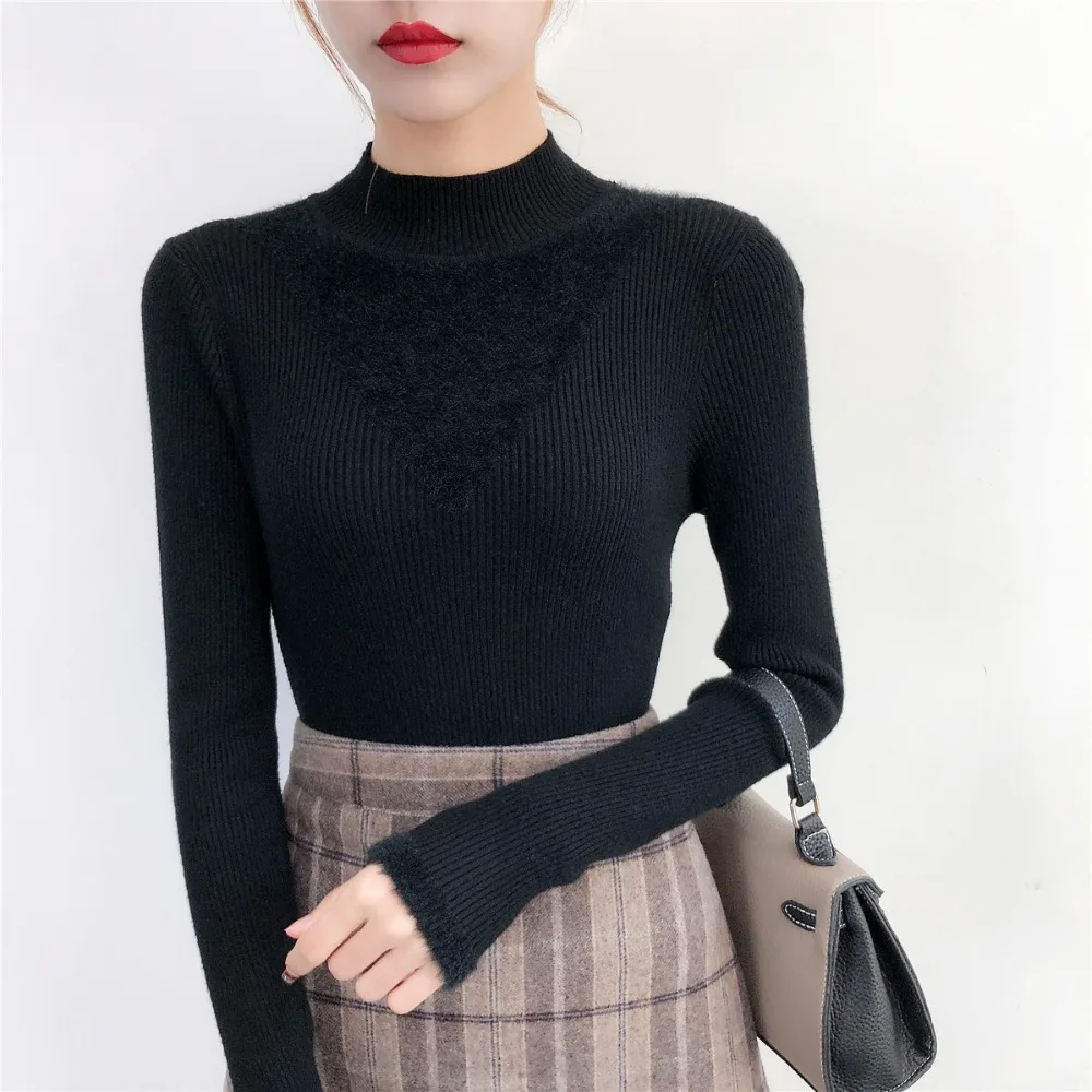 Women Knitted Sweater Pullovers long sleeve O-neck Tops Pull Femme Hiver 2018 Sueter Mujer Black White Autumn Winter Sweater Women Knitted Sweater Pullovers long sleeve O-neck Tops Pull Femme Hiver 2018 Sueter Mujer Black White Autumn Winter Sweater