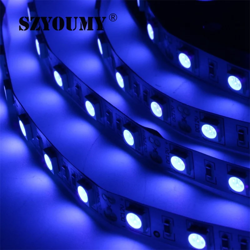 SZYOUMY 16.4ft 5 м Ультрафиолетовый светодиодный полосы 395nm 5050 SMD фиолетовый 300 светодиодный s led Flex неоновые полосы светильник не Водонепроницаемая 12V