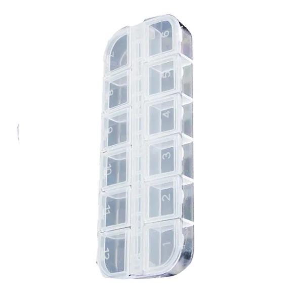 

12 Grids Plastic Storage Box Jewelry Tool Box Beads Pills Organizer Nail Art Tip Storage Box Case Hard Transparent MYDING