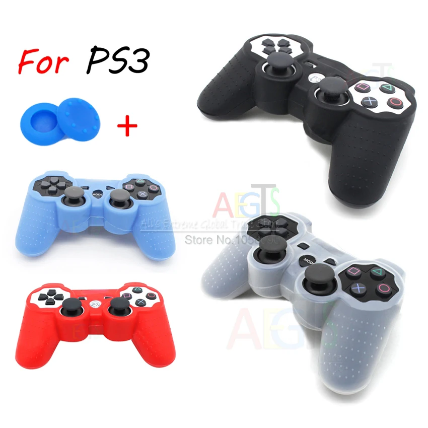 Чехол-накладка для контроллера PS3 для sony Playstation 3 PS3 Dualshock 3 Чехол-джойстик силиконовый чехол+ 2x силиконовые колпачки