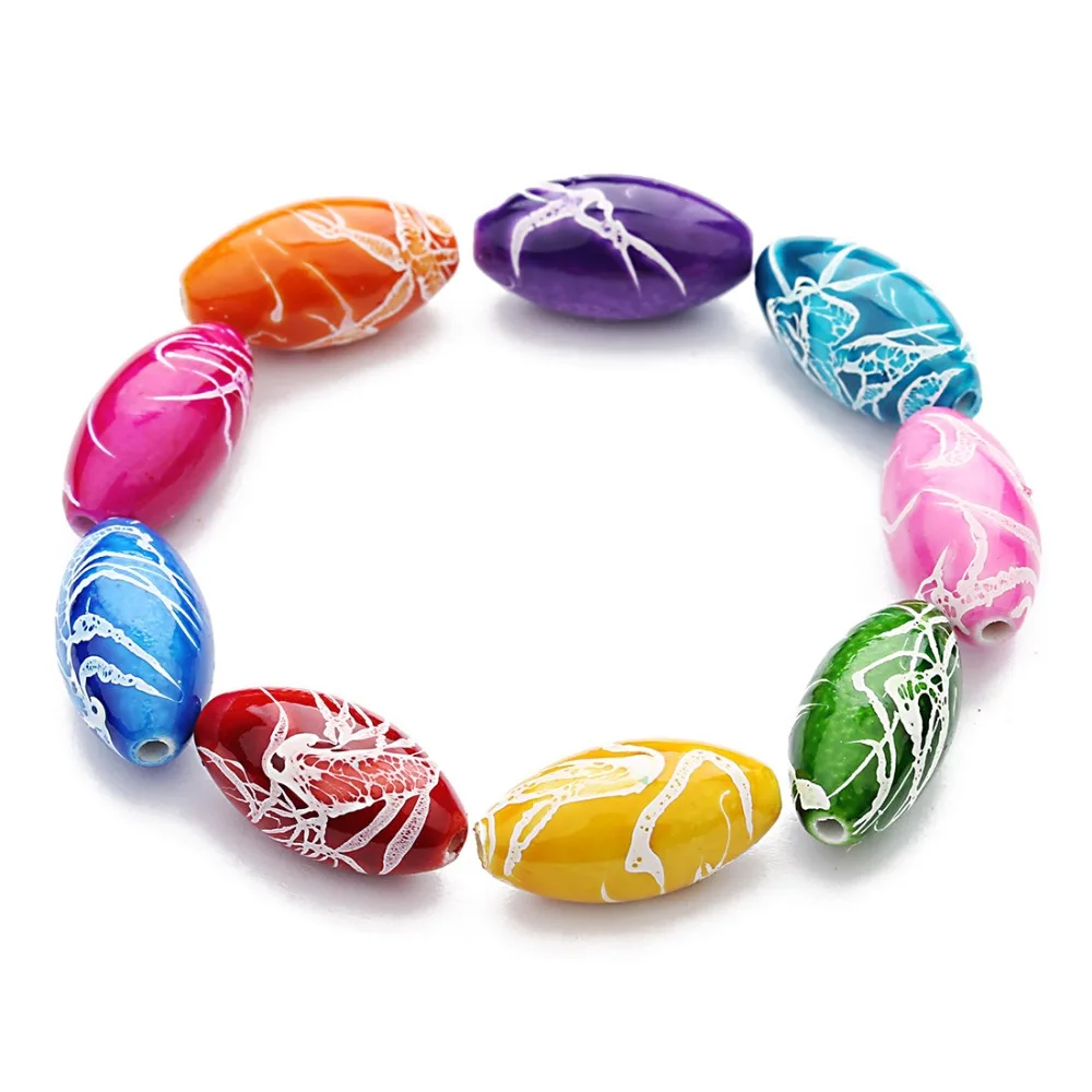 Resin Beads for Jewelry Making DIY 50 pcs Mixed Color Oval Shape Resin