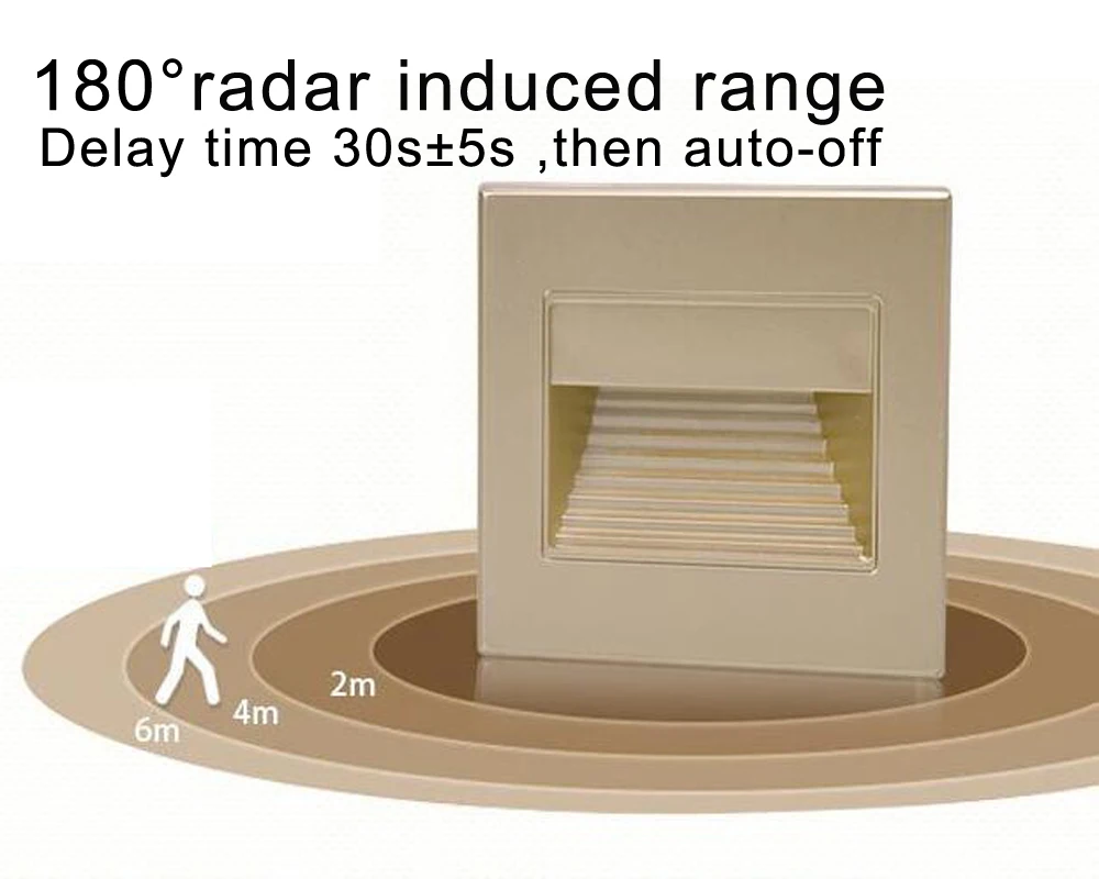

LED Footlight Ladder Wall Lamp Radar sensor Induction step Stair light embedded Nightlight With 86 Box corridor lights foyer