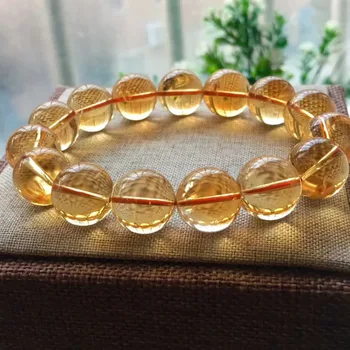 

15mm 100% Natural Citrine Quartz Crystal Yellow Bracelet Round Beads Wealthy Gemstone Stone Stretch Woman Man Bracelets AAAAA