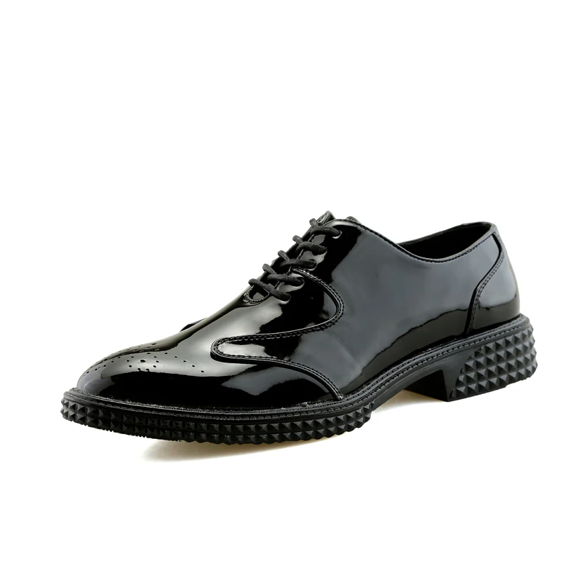 designer italian leather formal shoes men mixed colors footwear ballroom camouflage patent leather brogue oxford shoes for men (3)