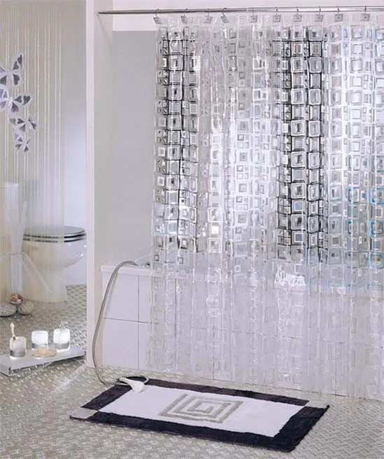 

78" White Translucence Mosaic PVC Bath Shower Curtain Free 12 Hooks New Home Decor Great Gift