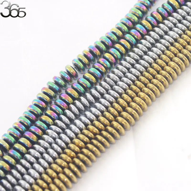 Free Shipping 3x8mm Wholesale Silvery Bronze Rainbow AB Rondelle Hematite Loose Beads 15''|bead lanyard|bead trimbead heaven |