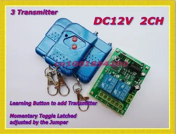 

Access Control System DC12V 2CH RF Remote Control Keyless Switch Learning Code Momentary Toggle Latched 315/433.92MHZ